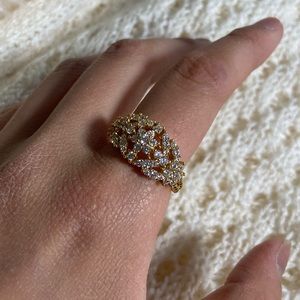 NWT 925 Silver Gold Plated Vintage Ring with Rhinestones